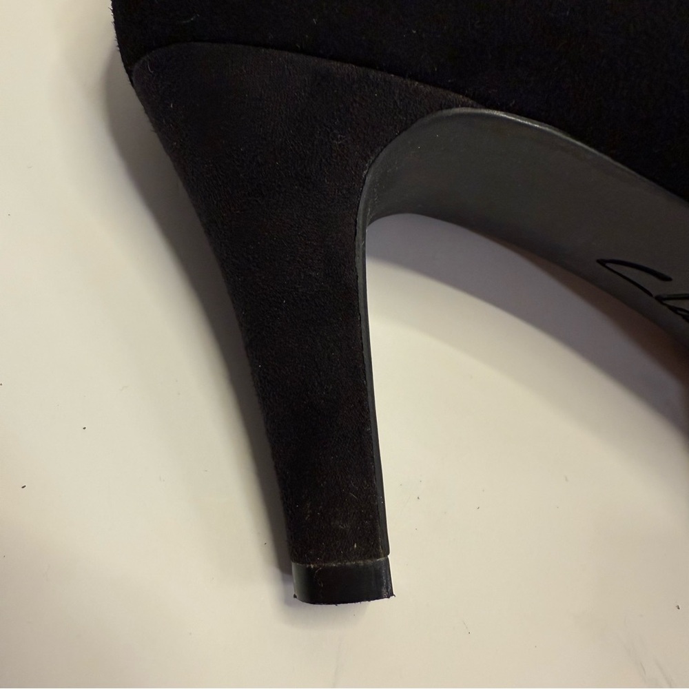 Clarks Brier Milan Black Suede Ankle Booties Heel Buckle Zip Women’s 9M - Picture 11 of 12